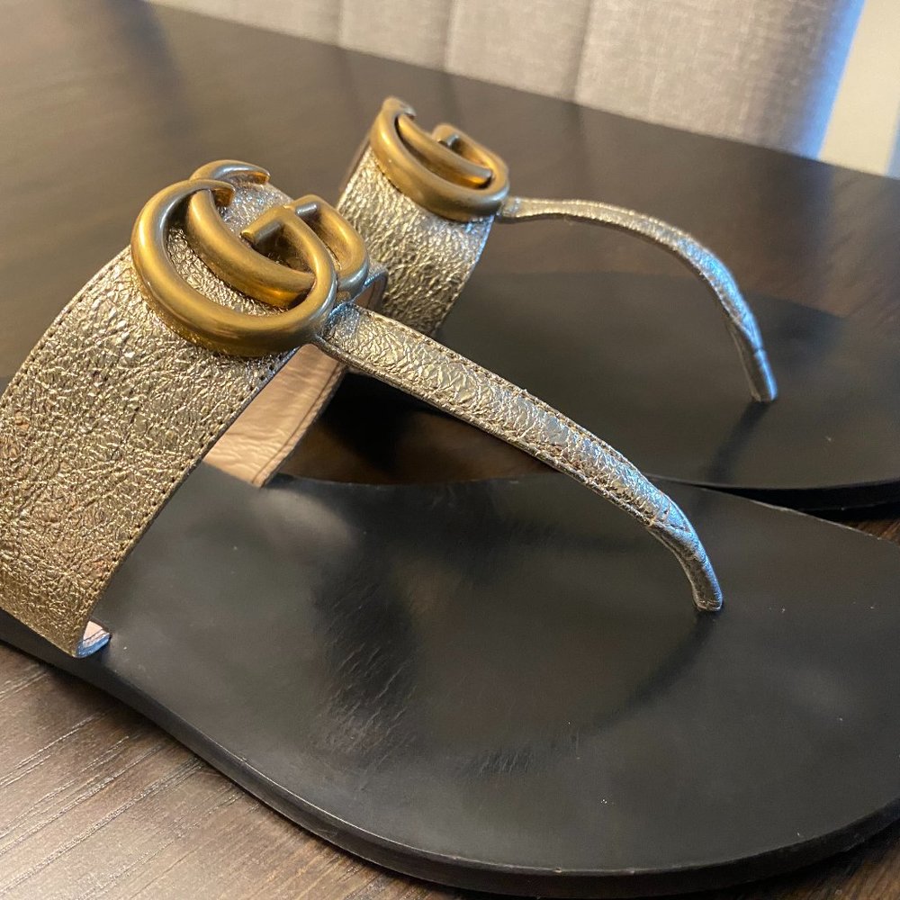 Gucci Gold Slides size 6